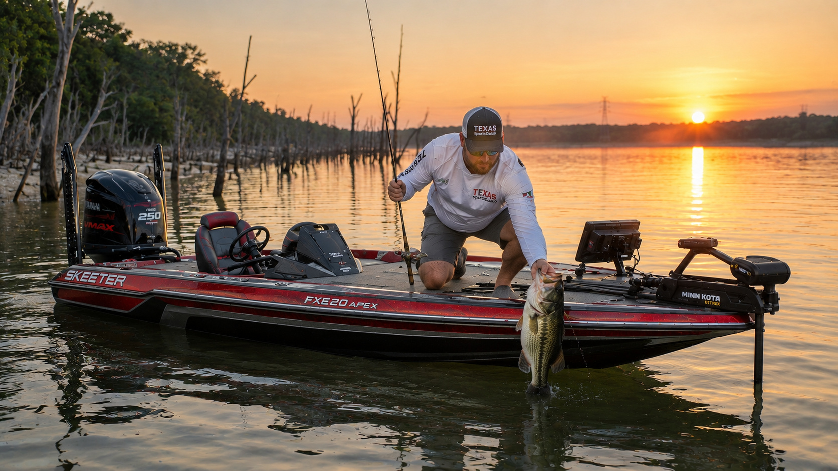 Lewisville Lake Texas Bass Fishiing Skeeter FXE20 APEX Yamaha