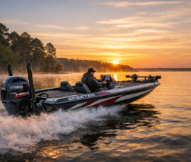 Texas Bass Fishing Skeeter Running Sunrise